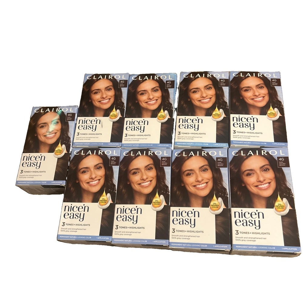 9 Pack Clairol Nice'n Easy Permanent Hair Color 4G Dark Golden Brown